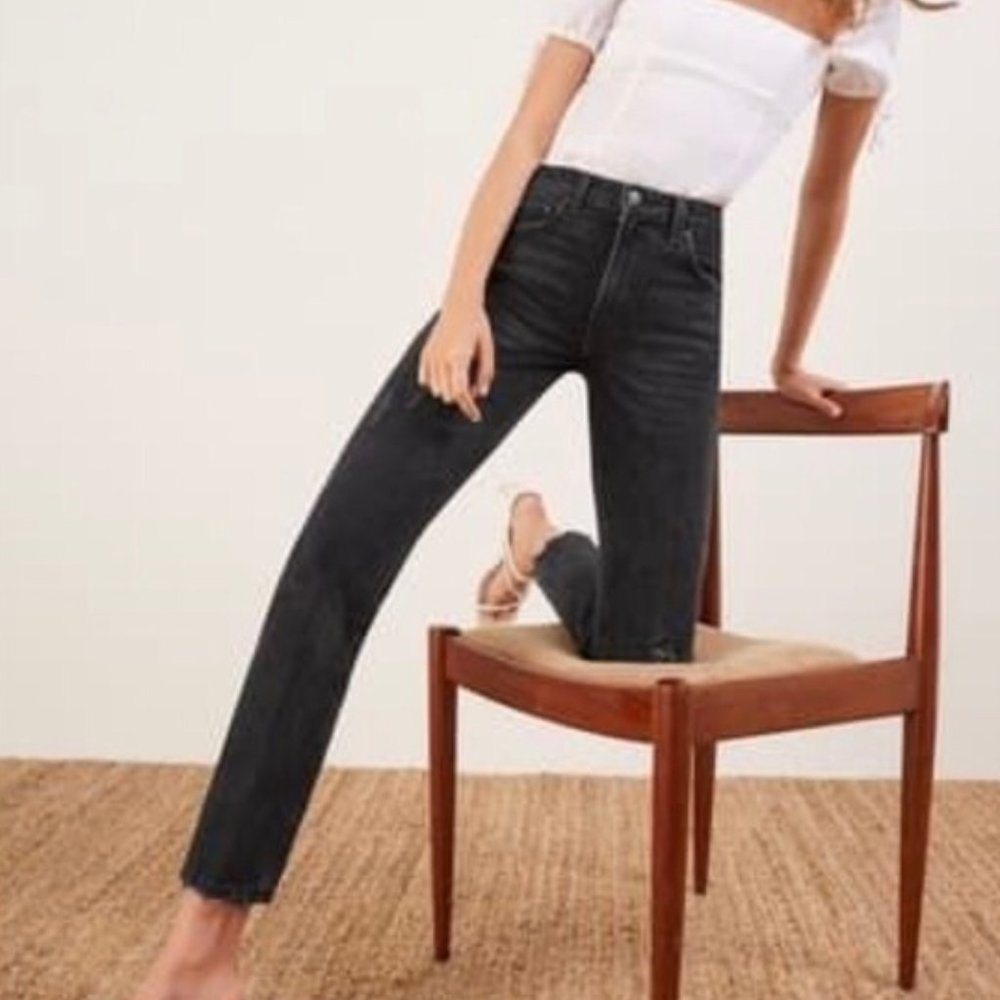Reformation Jeans Julia High Cigarette Jeans NWT black wash